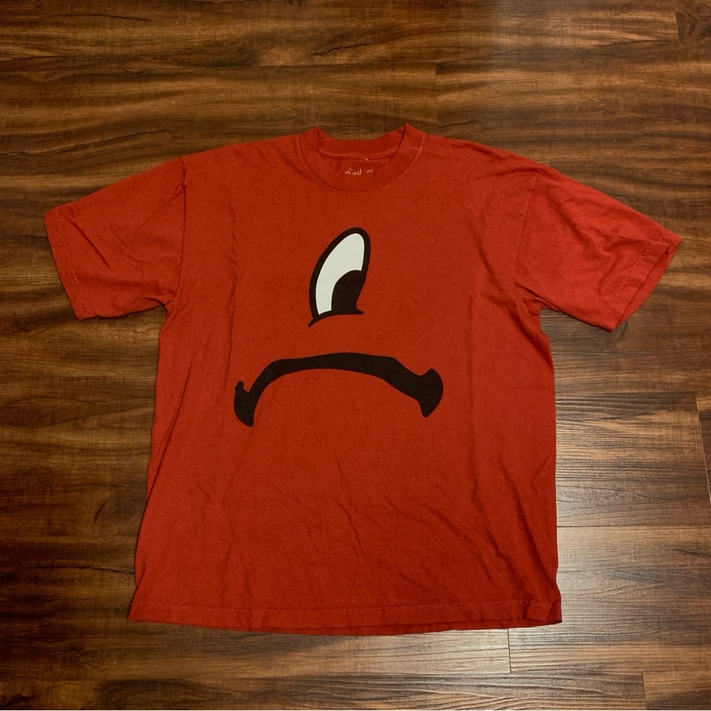 Red Short Sleeve Tee with Bold Graphic Design